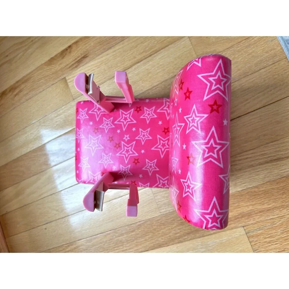 American Girl Bistro Cafe Treat Seat Slip On Doll Booster Chair Pink Stars 2017